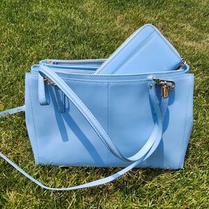 Coach Blue Crossbody Bag with Silver Hardware And Wallet **SET OF 2! **